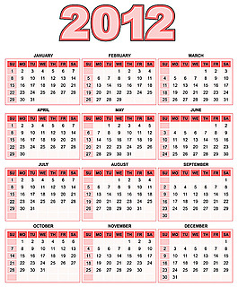 2012年日历素材