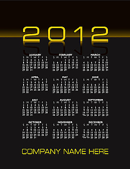 2012年日歷模板素材