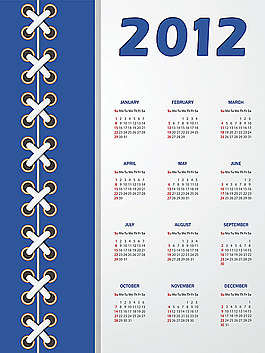 2012年日历模板素材