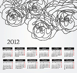 簡約2012日歷模板