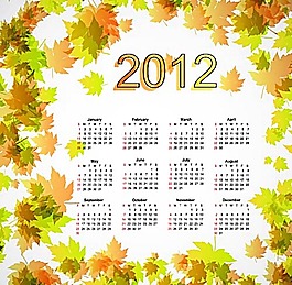 2012楓葉背景日歷