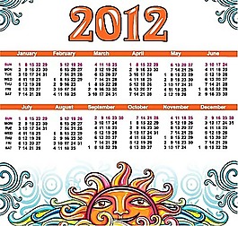 2012年日歷模板