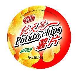薯片蓋子碗蓋杯蓋矢量印刷圖案番茄味薯片