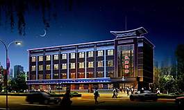 PSD沿街夜景分層效果圖
