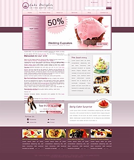 美食甜品網頁設計模板PSD