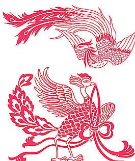 喜慶鳳凰剪紙素材圖片