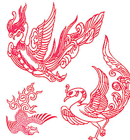 鳳凰孔雀龍鳳矢量素材圖片