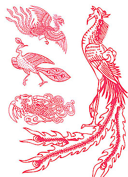 孔雀龍鳳鳳凰矢量素材圖片