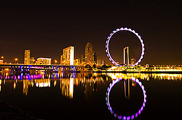 海邊夜晚城市背景