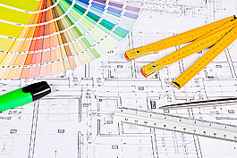 建筑設計圖與工具
