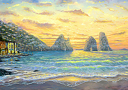 無(wú)框海邊日落風(fēng)景畫