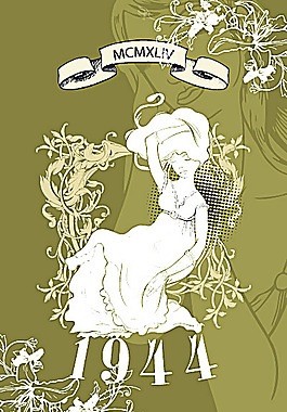 懷舊花紋與美女插畫(huà)