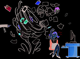 商務(wù)女人與龍卷風(fēng)