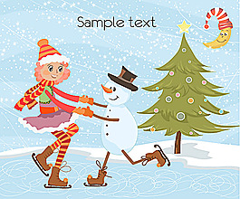 滑冰的女孩雪人設計