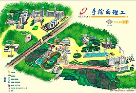 校園手繪地圖PSD源文件可修改