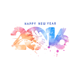 水彩2016新年艺术字矢量图