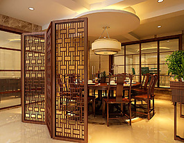 中式餐厅模型