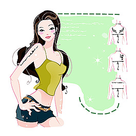 紋身美女矢量圖