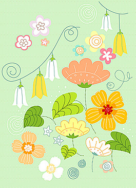 矢量鮮花樹(shù)葉圖案