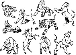 各種動(dòng)物白描圖
