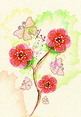手繪紅色花朵