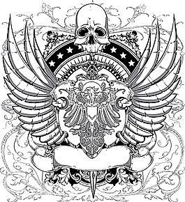 翅膀與骷髏插畫