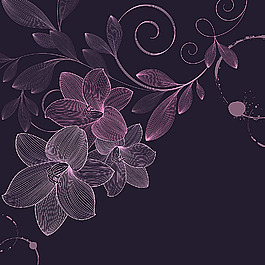 紫色花朵插畫背景