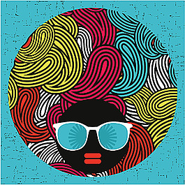 抽象彩色曲線面孔背景