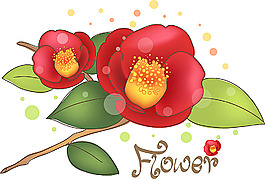紅色花朵葉子圖案