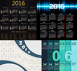 2016年時尚日歷設計矢量素材