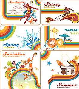 美人魚沙灘排球主題矢量素材圖片