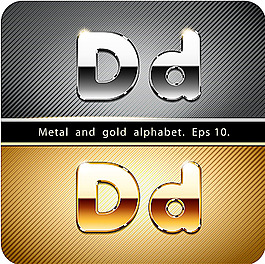 銀色與金色字母D