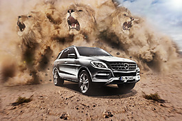 汽車創意合成psd文件