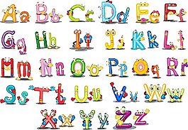 彩色26个英文字母数字设计