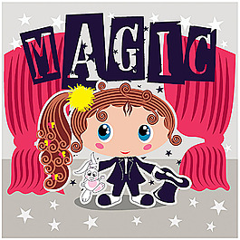 卡通女孩魔術表演