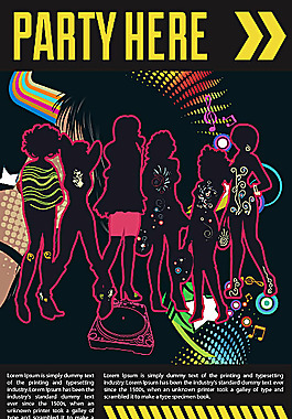 音乐符号与美女插画