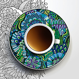 彩色花紋咖啡杯