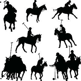 馬球運動員剪影