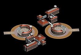 MAX大學城教學樓區3D模型設計