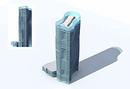 MAX藍色的商業(yè)高層3D模型