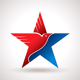 五角星与飞鸟LOGO设计