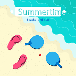 夏季海灘插畫矢量素材