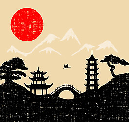 日式風(fēng)格插畫設(shè)計矢量素材下載