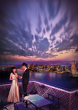 江邊露臺紅酒夜宴