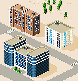 矢量卡通城市建筑