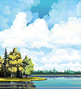 自然风光插画背景