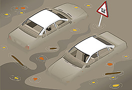 水淹沒的轎車