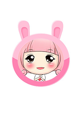 可愛粉色卡通兔子圓相框