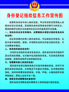 身份登记指纹信息工作宣传图制度牌