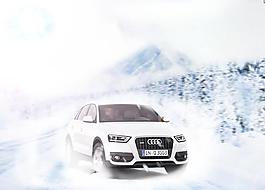 奥迪雪地合成海报